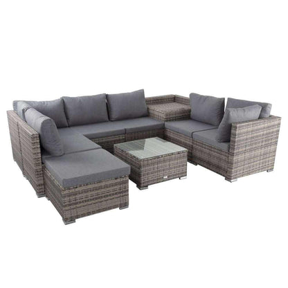 Large Modular Outdoor Corner Sofa Lounge Set - Grey