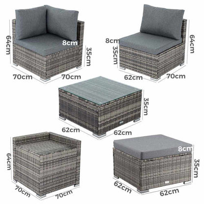 Large Modular Outdoor Corner Sofa Lounge Set - Grey