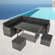 Ella 8-Seater Garden Lounge and Dining Set with Table and Stools in Da