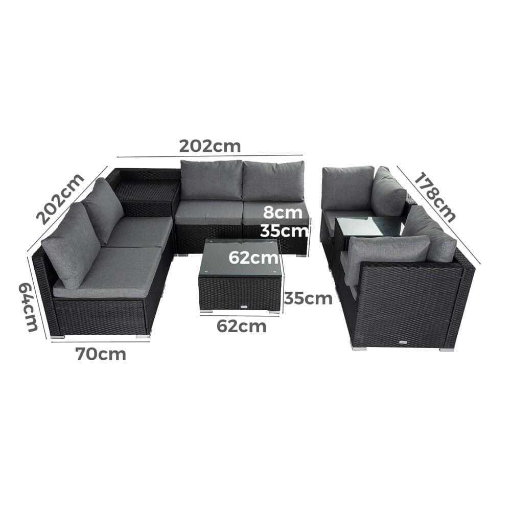 Outdoor Modular Lounge Set - 9pcs Sofa Set