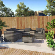 7PC Outdoor Wicker Lounge with Storage Corner - Grey