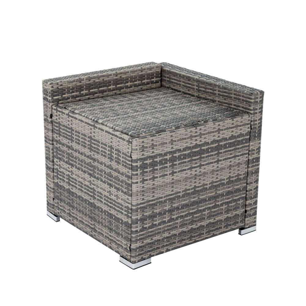 7PC Outdoor Wicker Lounge with Storage Corner - Grey