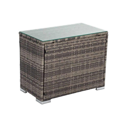 7PC Outdoor Wicker Lounge with Storage Corner - Grey