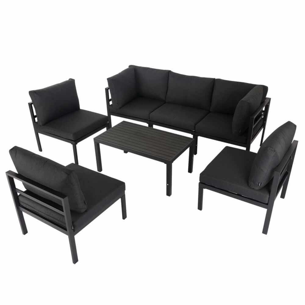 Outdoor 7 Piece Charcoal Grey Couches-Upinteriors