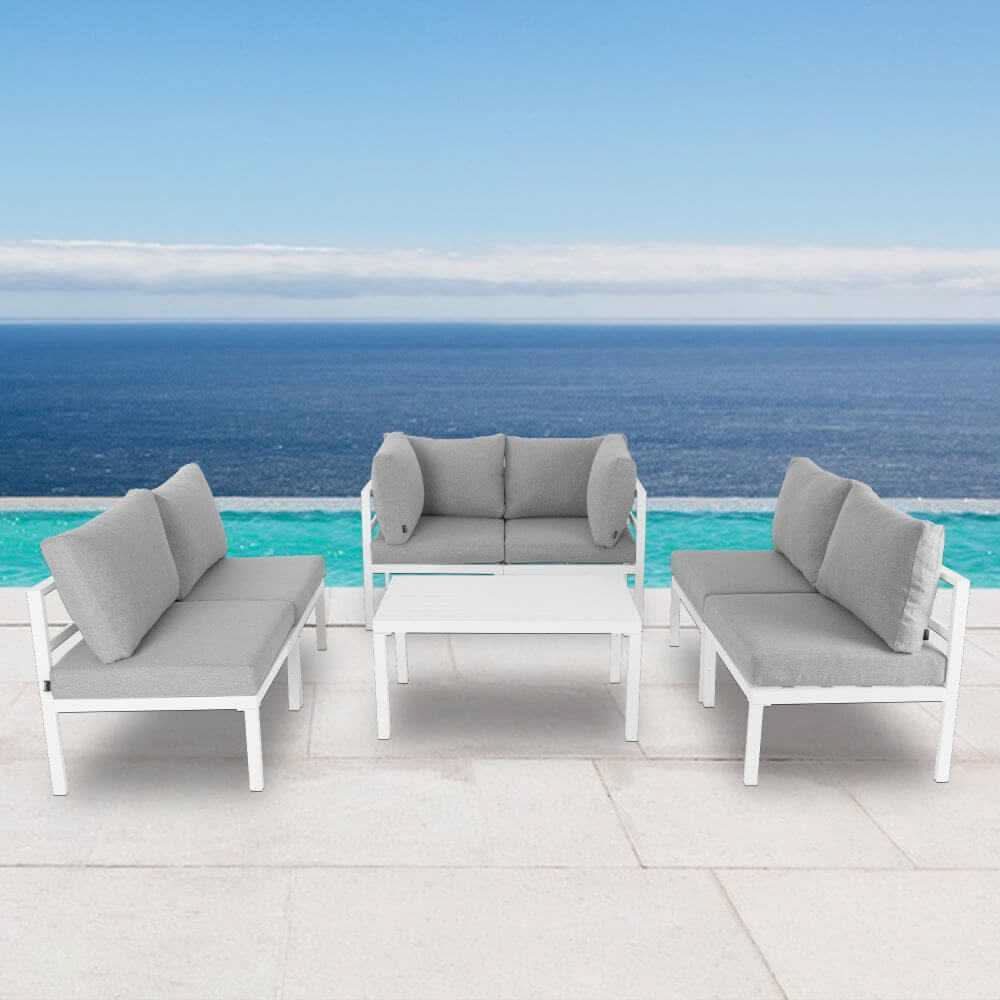 Outdoor 7 Piece White Couch Set
