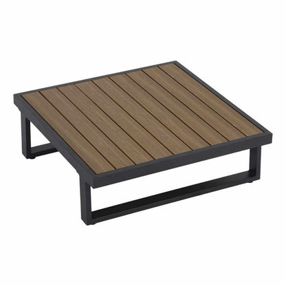 Modern Outdoor 7 Piece Couch Set with Slatted Design Tables