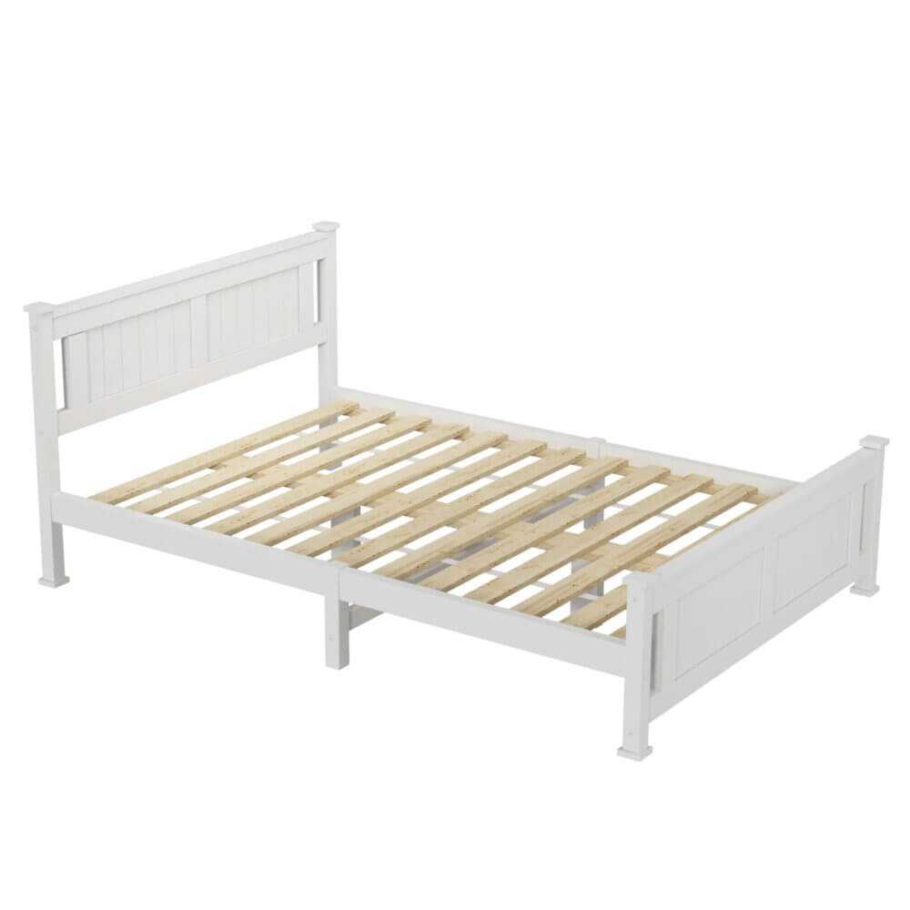 Solid Pine Double Timber Bed Frame White