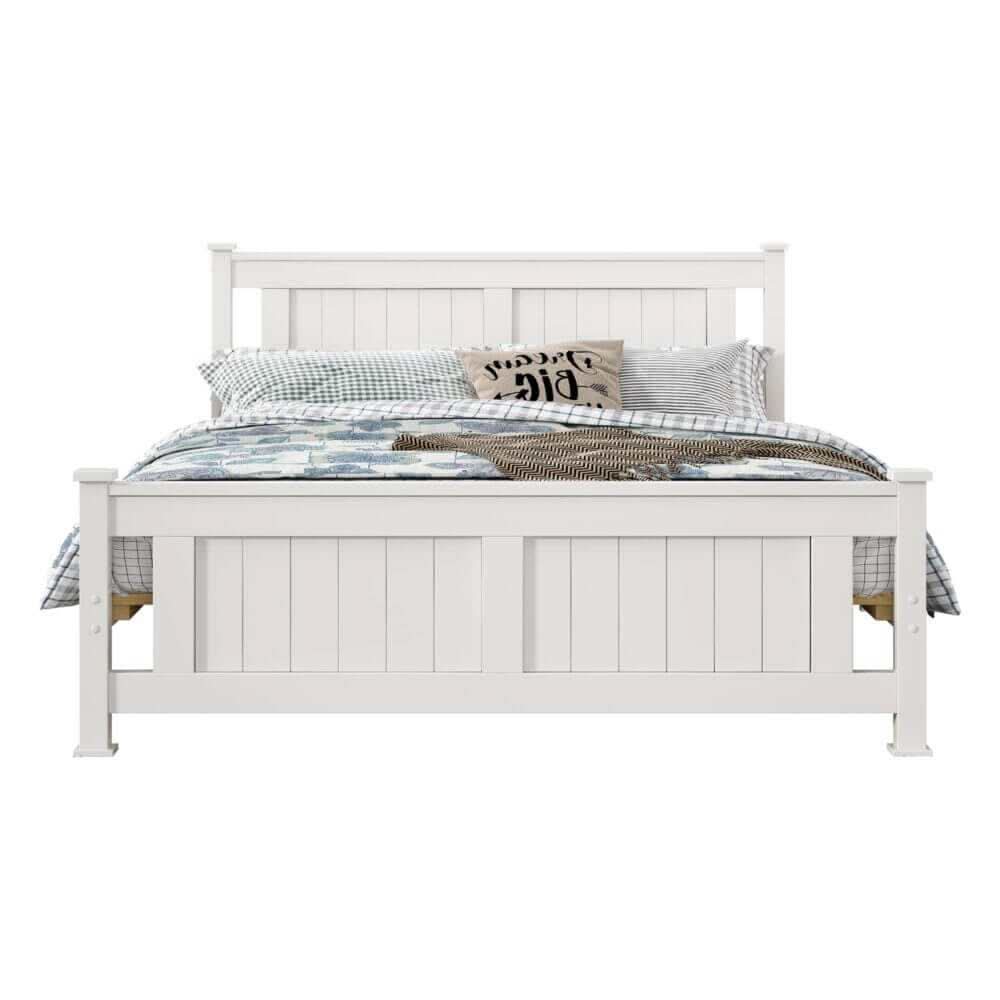Solid Pine Double Timber Bed Frame White