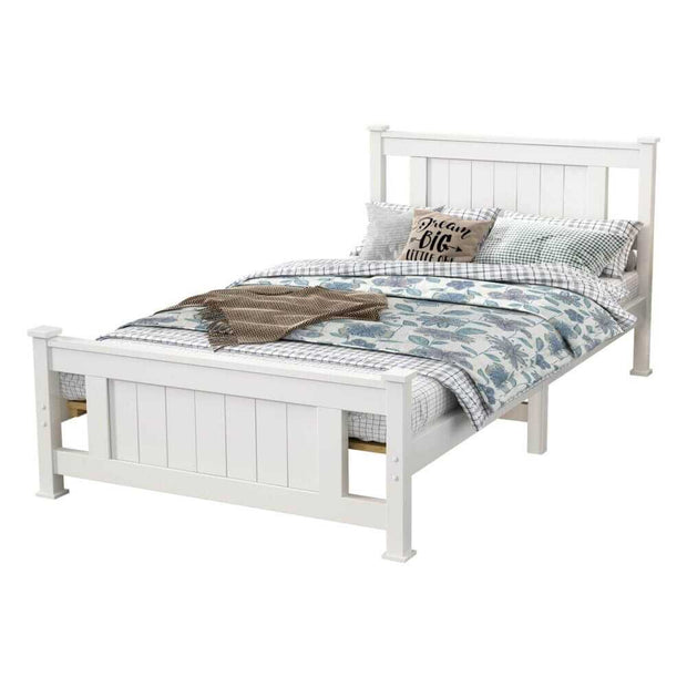 King Single Timber Bed Frame White