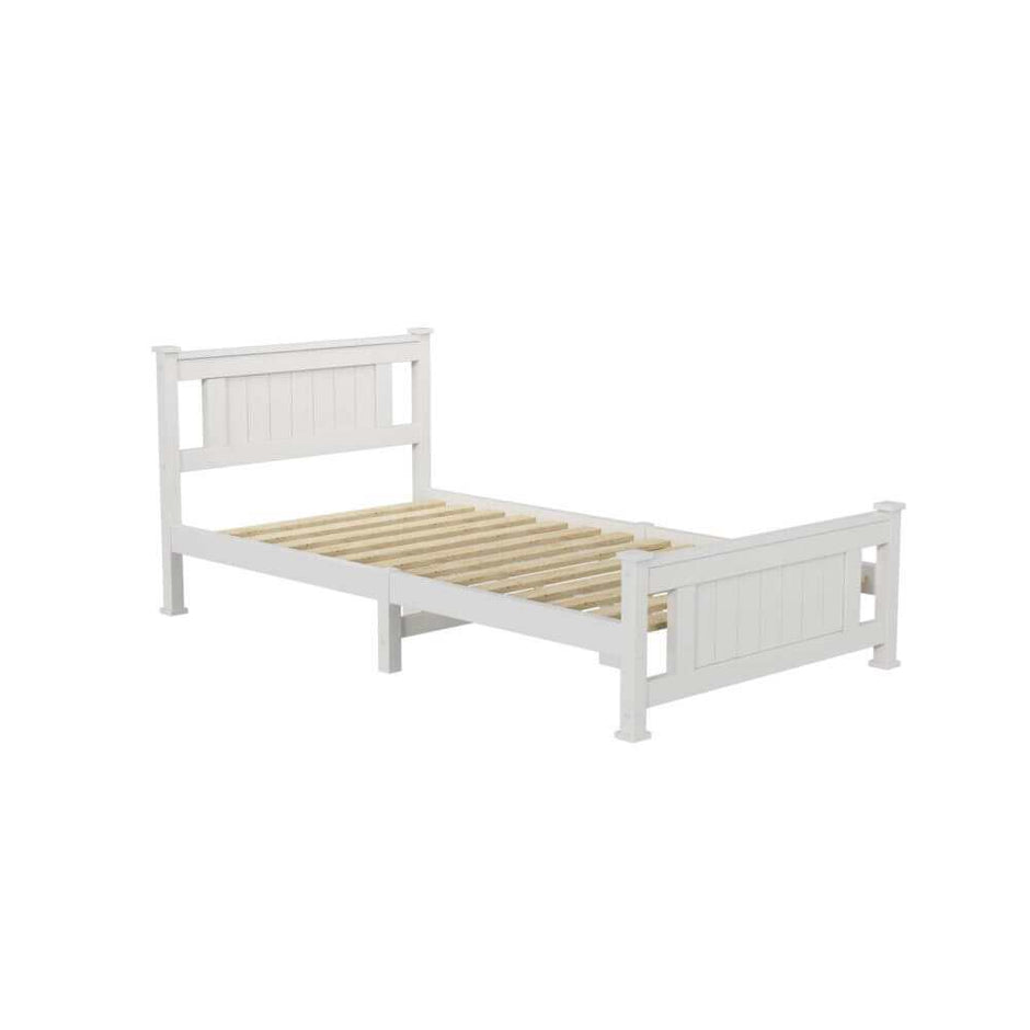 King Single Timber Bed Frame White