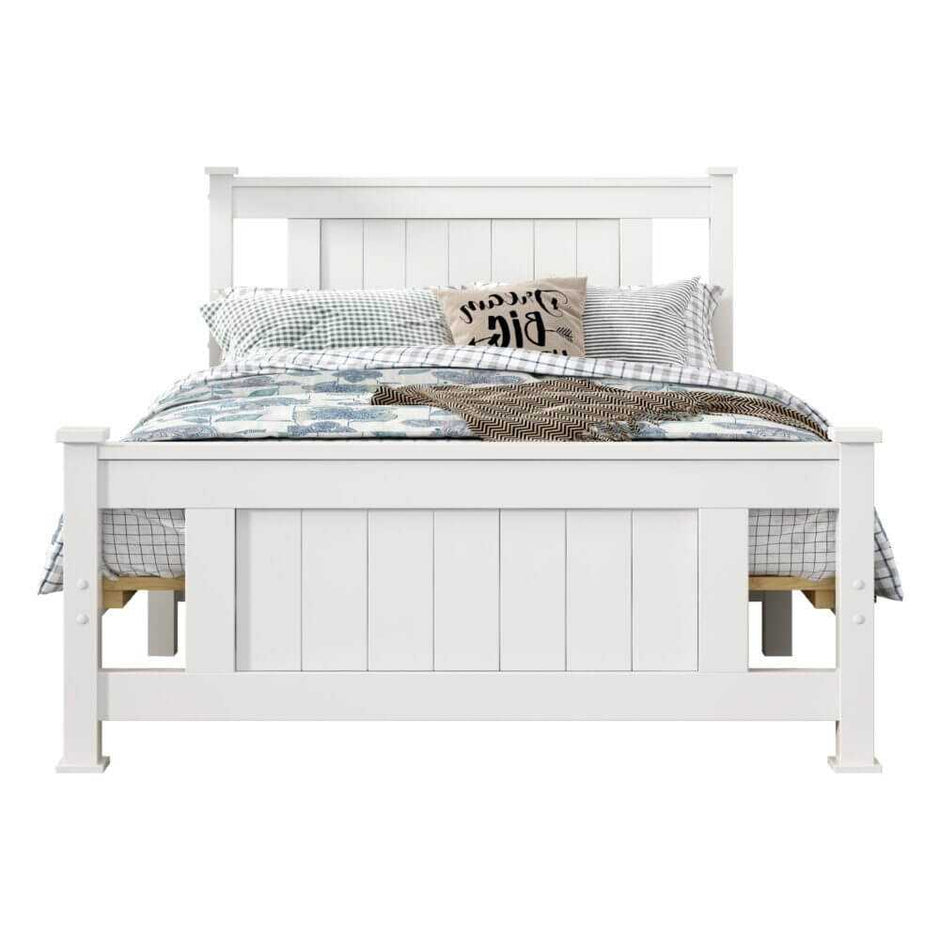 King Single Timber Bed Frame White