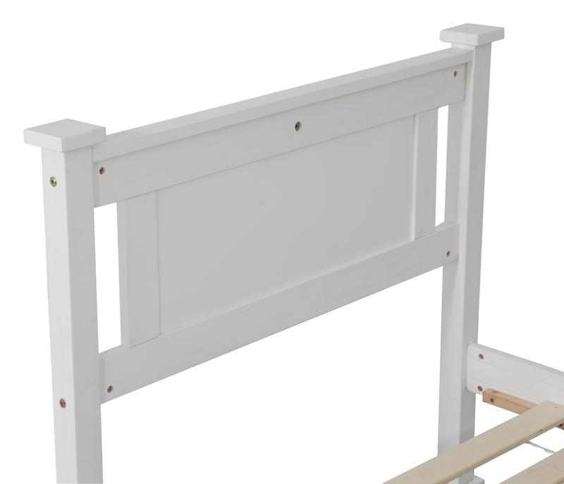 white timber single bed