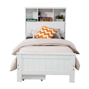 King Single Solid Pine Timber Bed Frame with Bookshelf Storage Headboa