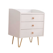 Winston 3-Drawer Nightstand Bedside Table with Gold Steel Legs Tray To