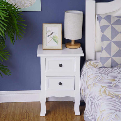 French Bedside Table Nightstand White Set of 2