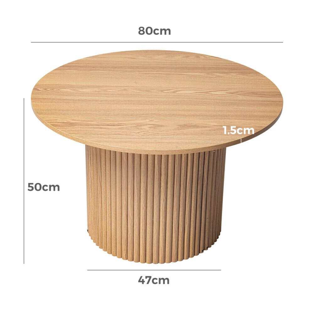 Luxe Round Ribbed Coffee Table Wooden