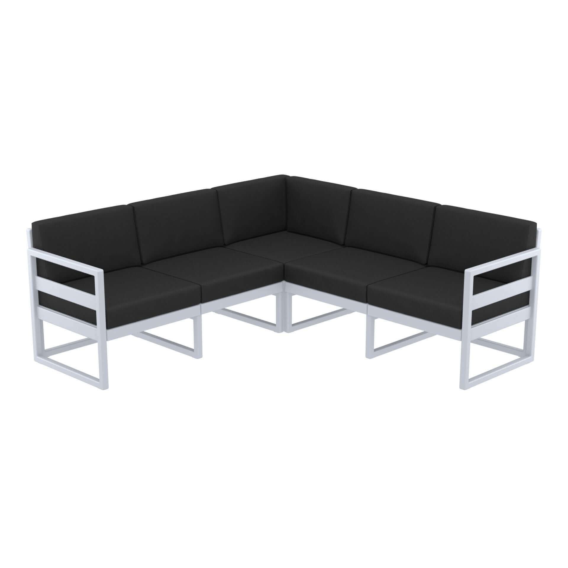 Mykonos Lounge Corner - Silver Grey with Black Cushions