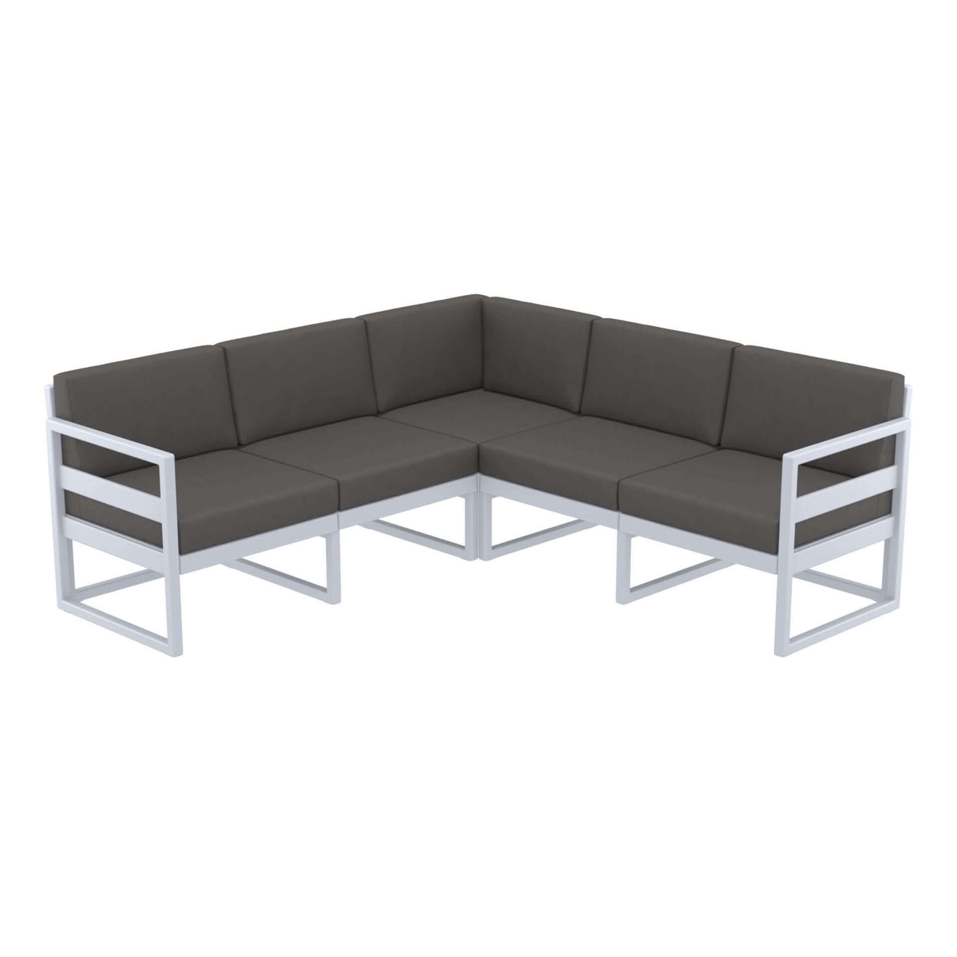 Mykonos Lounge Corner - Silver Grey with Black Cushions