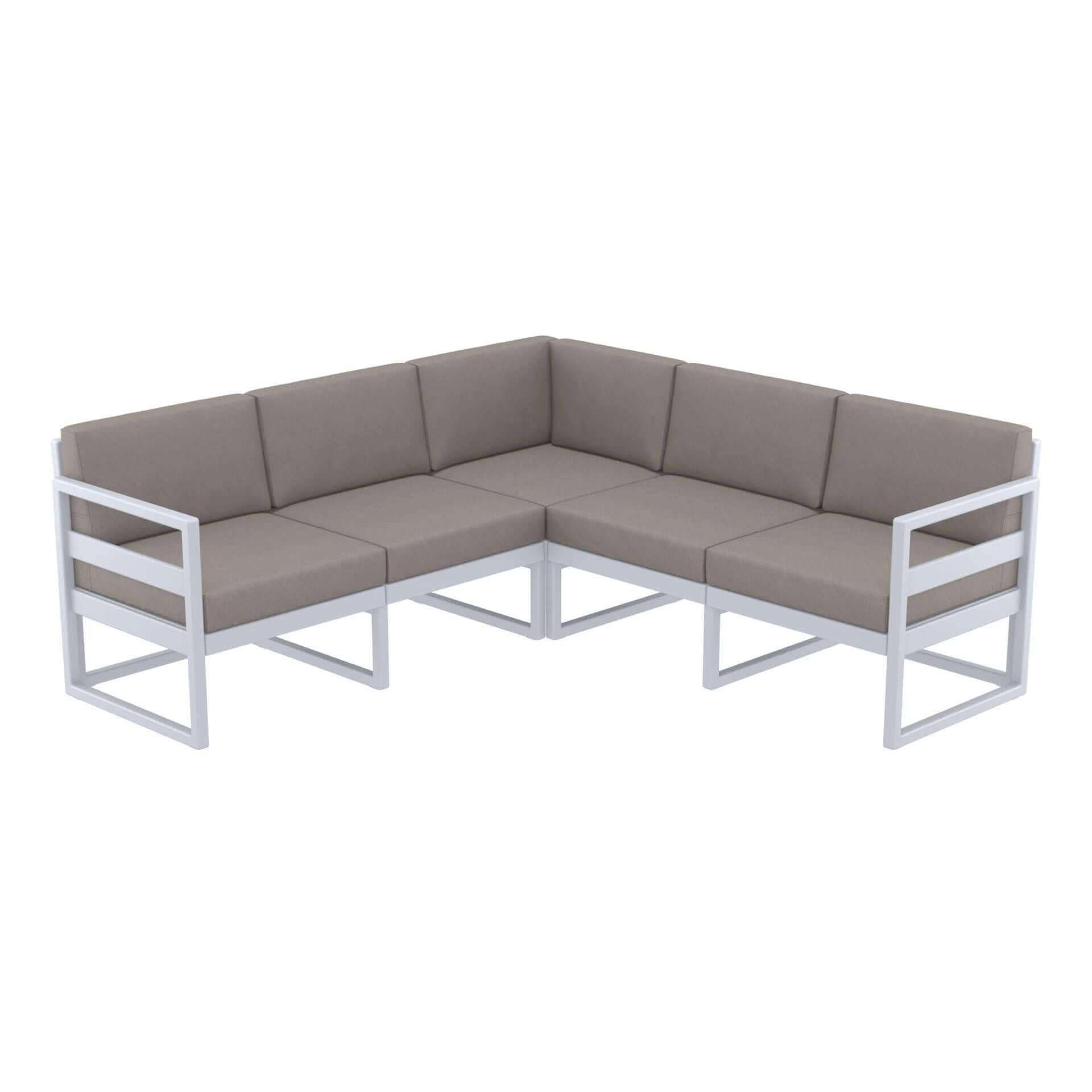 Mykonos Lounge Corner - Silver Grey with Brown Cushions