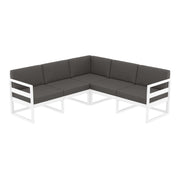 Mykonos Outdoor Lounge Corner - White with Dark Grey Cushions