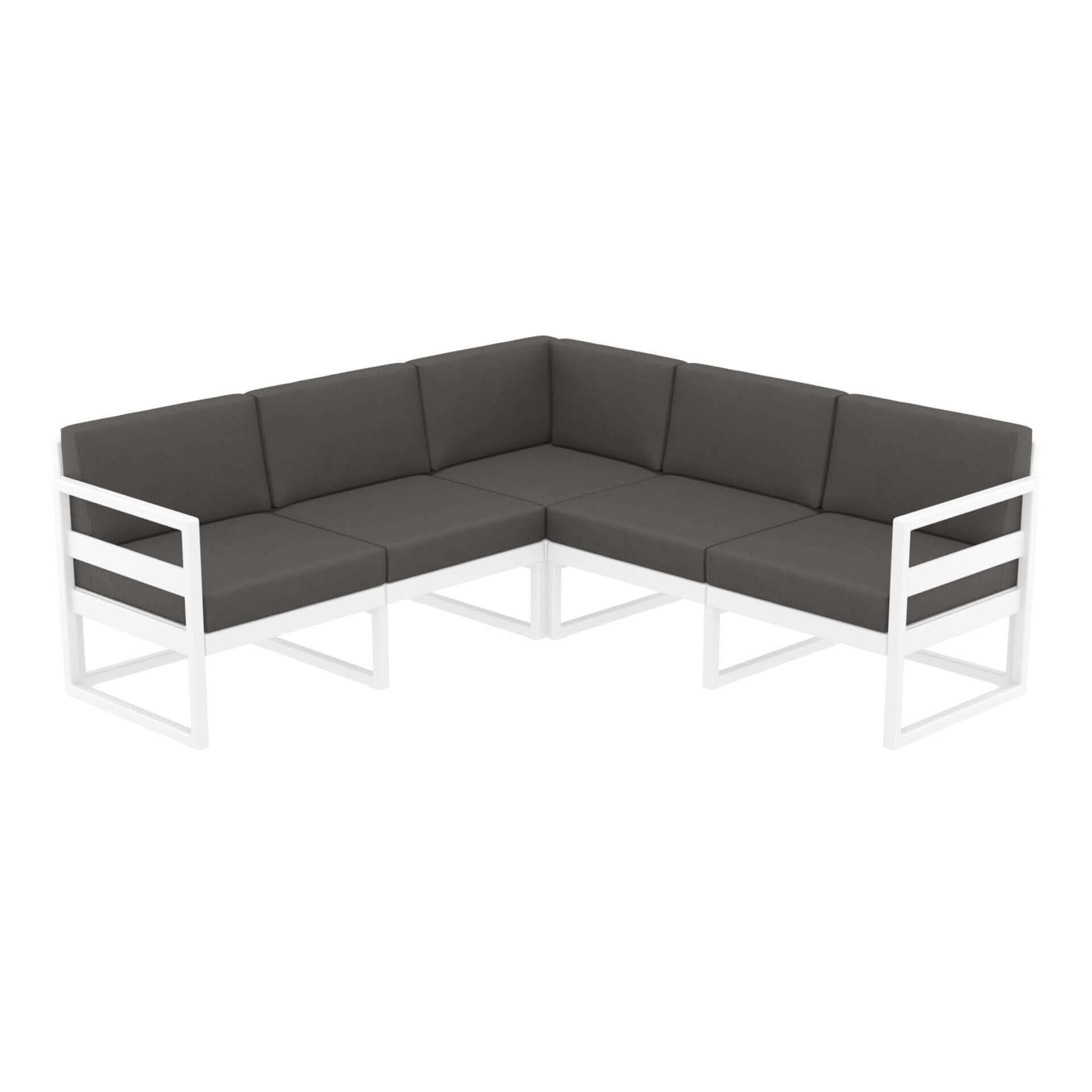 Mykonos Outdoor Lounge Corner - White with Dark Grey Cushions