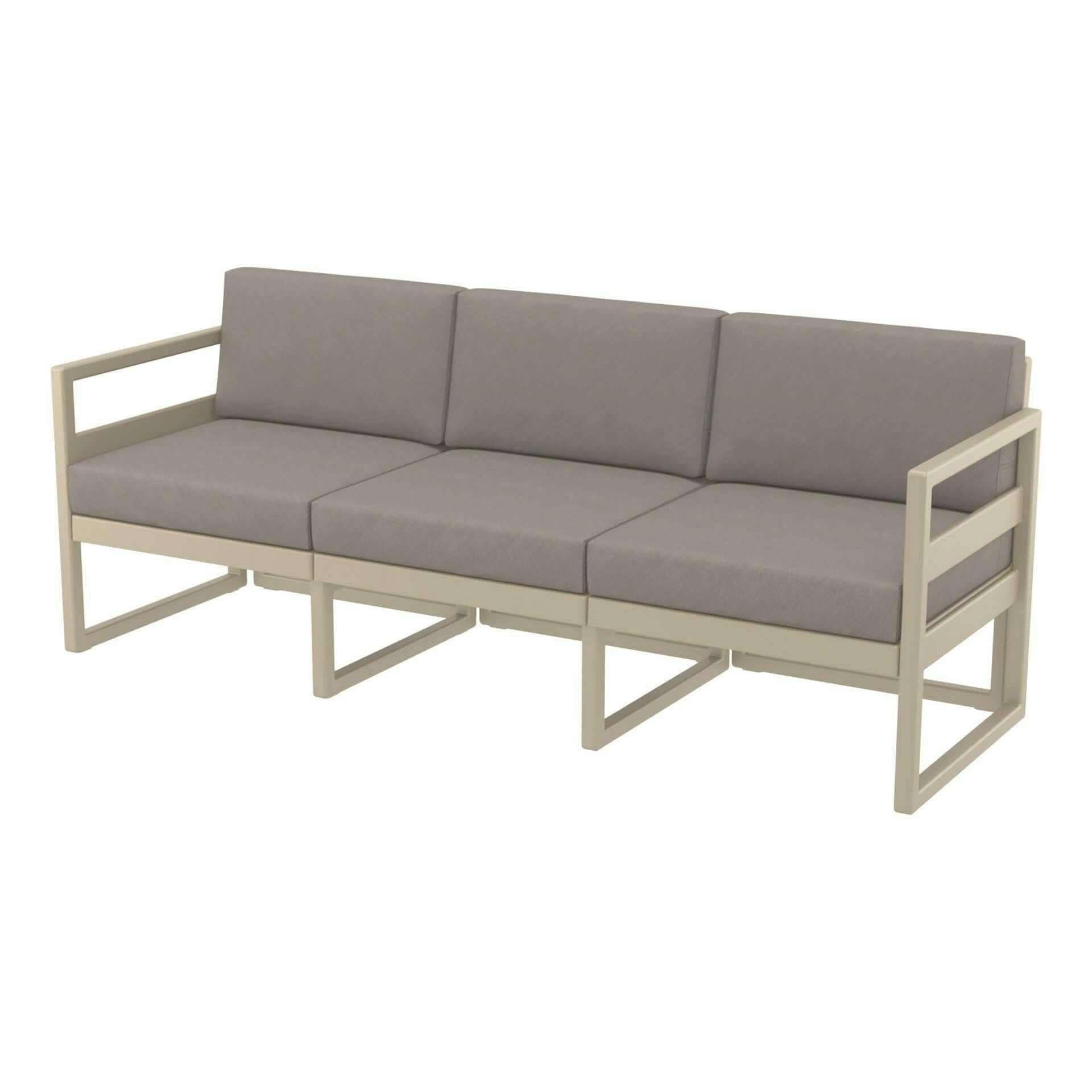 Mykonos Outdoor Lounge Sofa XL - Taupe with Light Brown Cushions