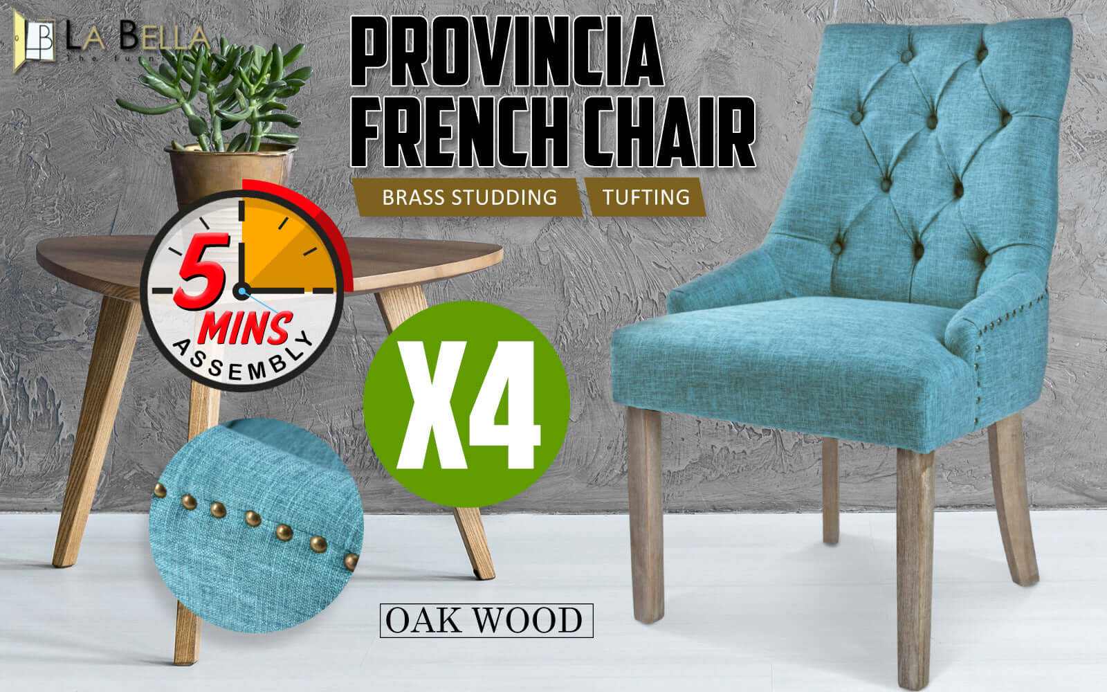 fabric Dining Chair Blue