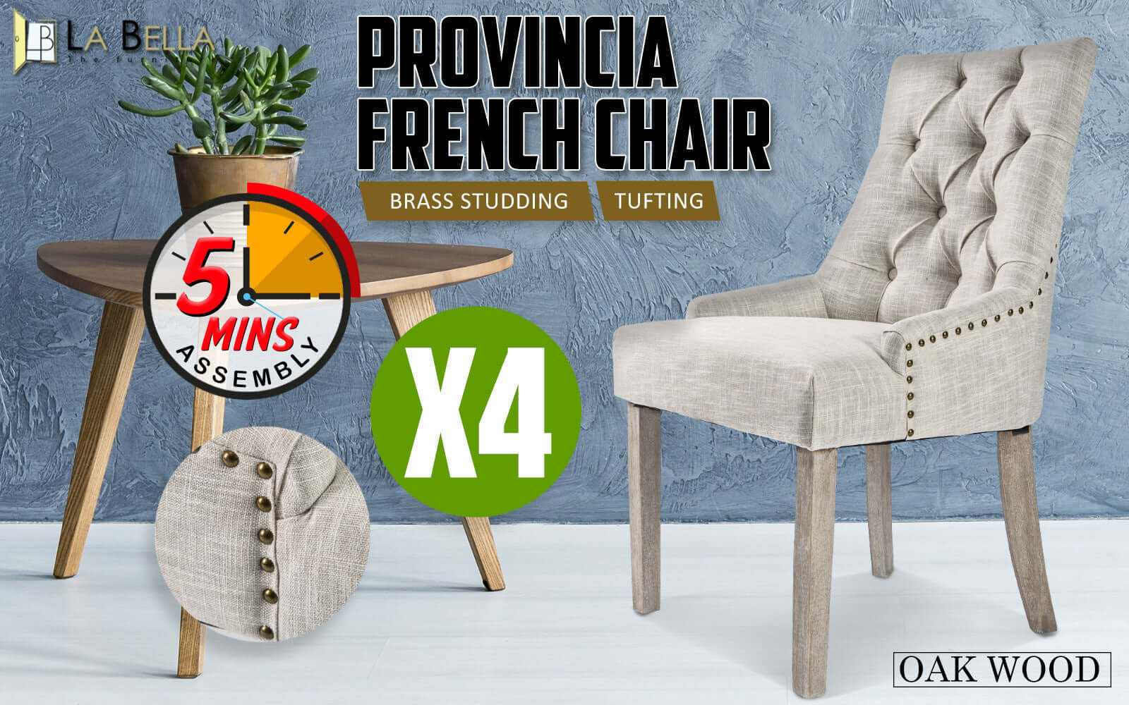 French Provincial Elegant Dining Chair Set of 4 - AMOUR CREAM