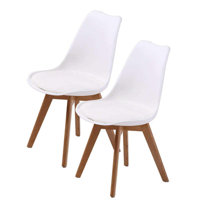 2X Retro Dining Cafe Chair Padded Seat - White