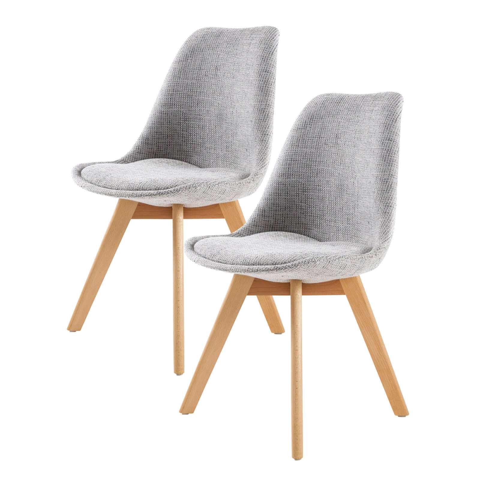 2X Padded Seat Retro Dining Cafe Chair - GREY