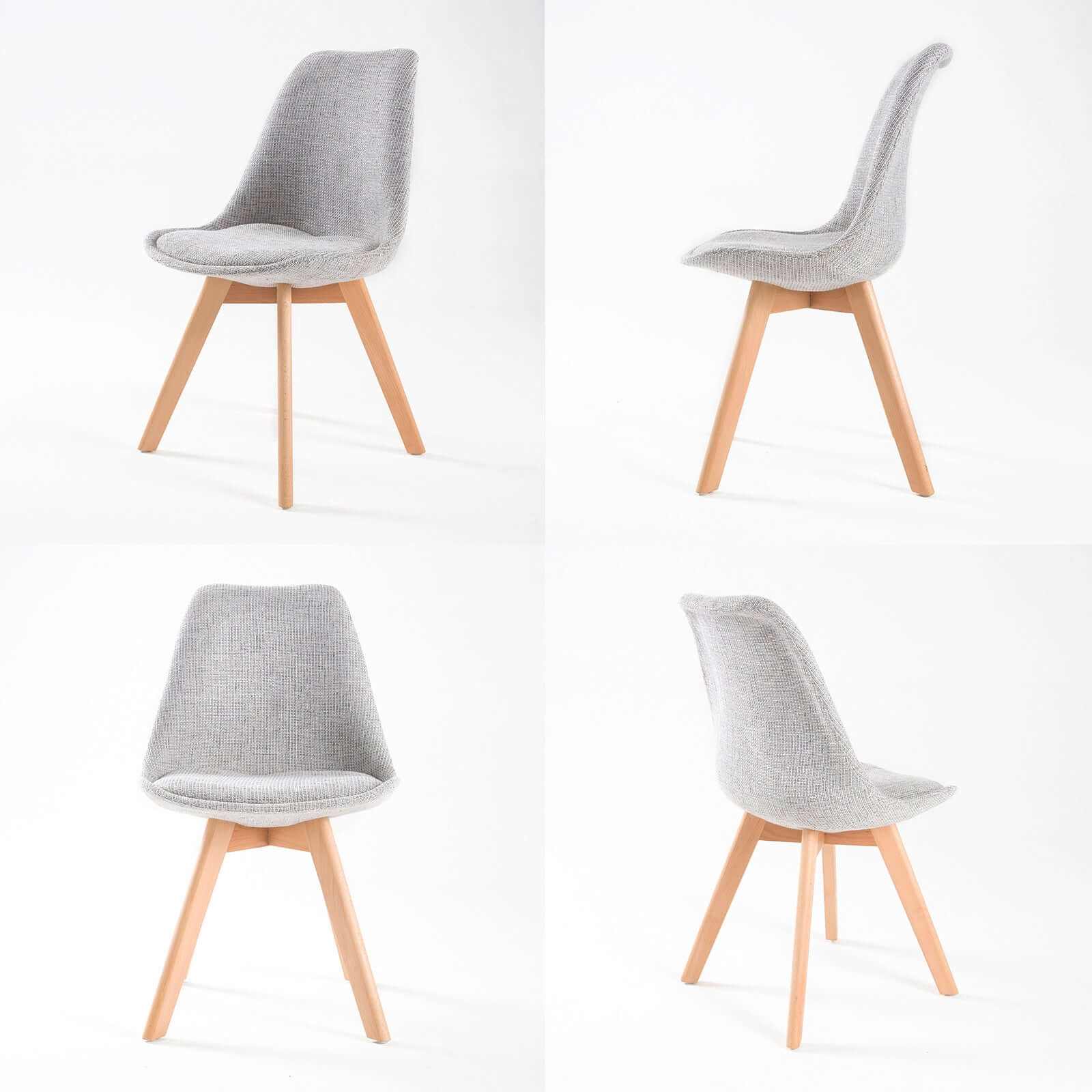 2X Padded Seat Retro Dining Cafe Chair - GREY