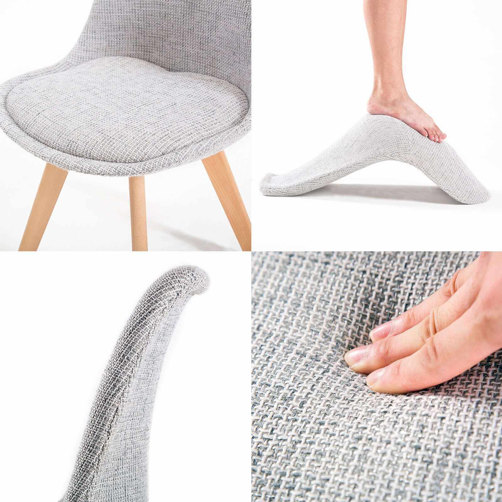 2X Padded Seat Retro Dining Cafe Chair - GREY