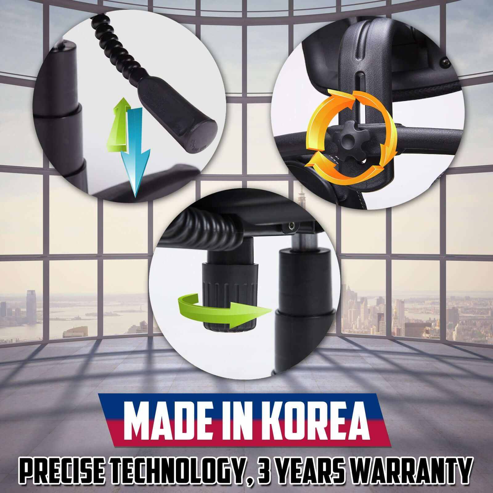 Korean Ergonomic Office Chair - SUPERB BLACK