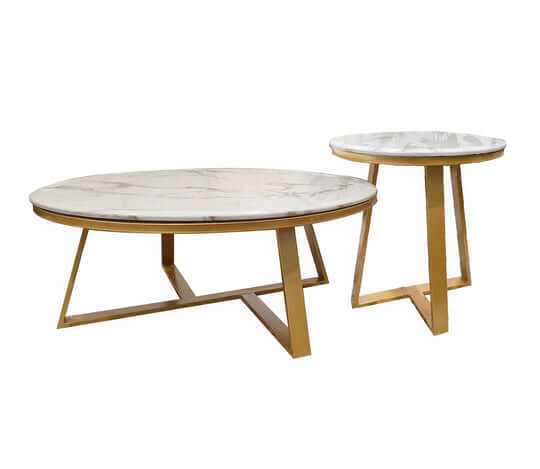 Nelly Coffee Table White on Champagne - 95cm/45cm