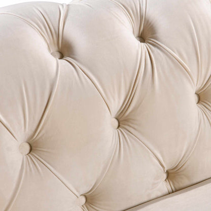 Madeline Range - Beige Velvet Sofa - Gold Trims