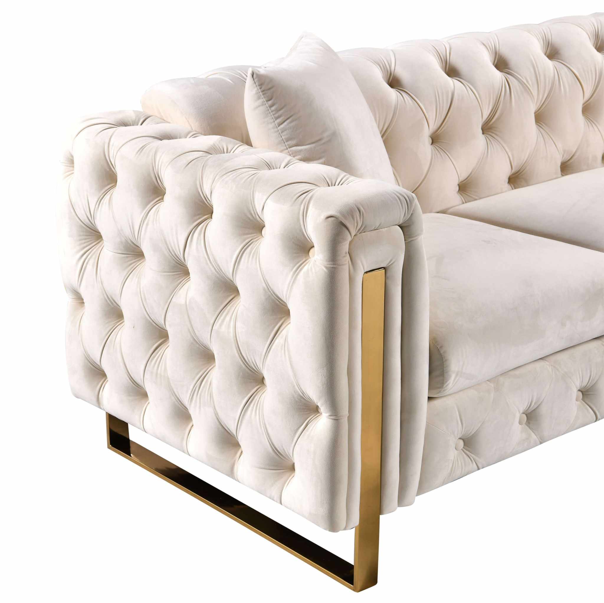 Beige Velvet sofa-Upinteriors