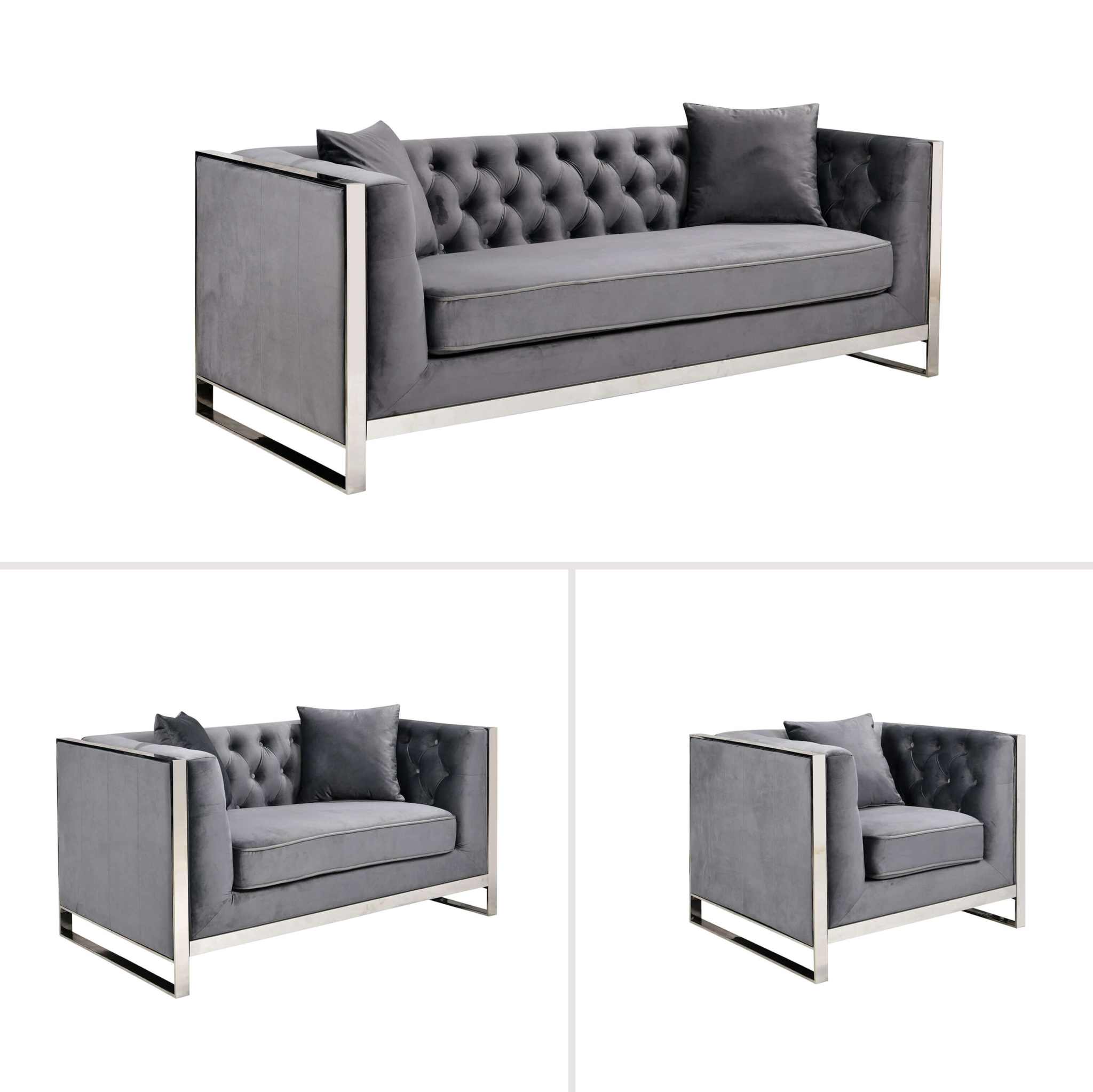 Dark Grey Velvet sofa -Upinteriors