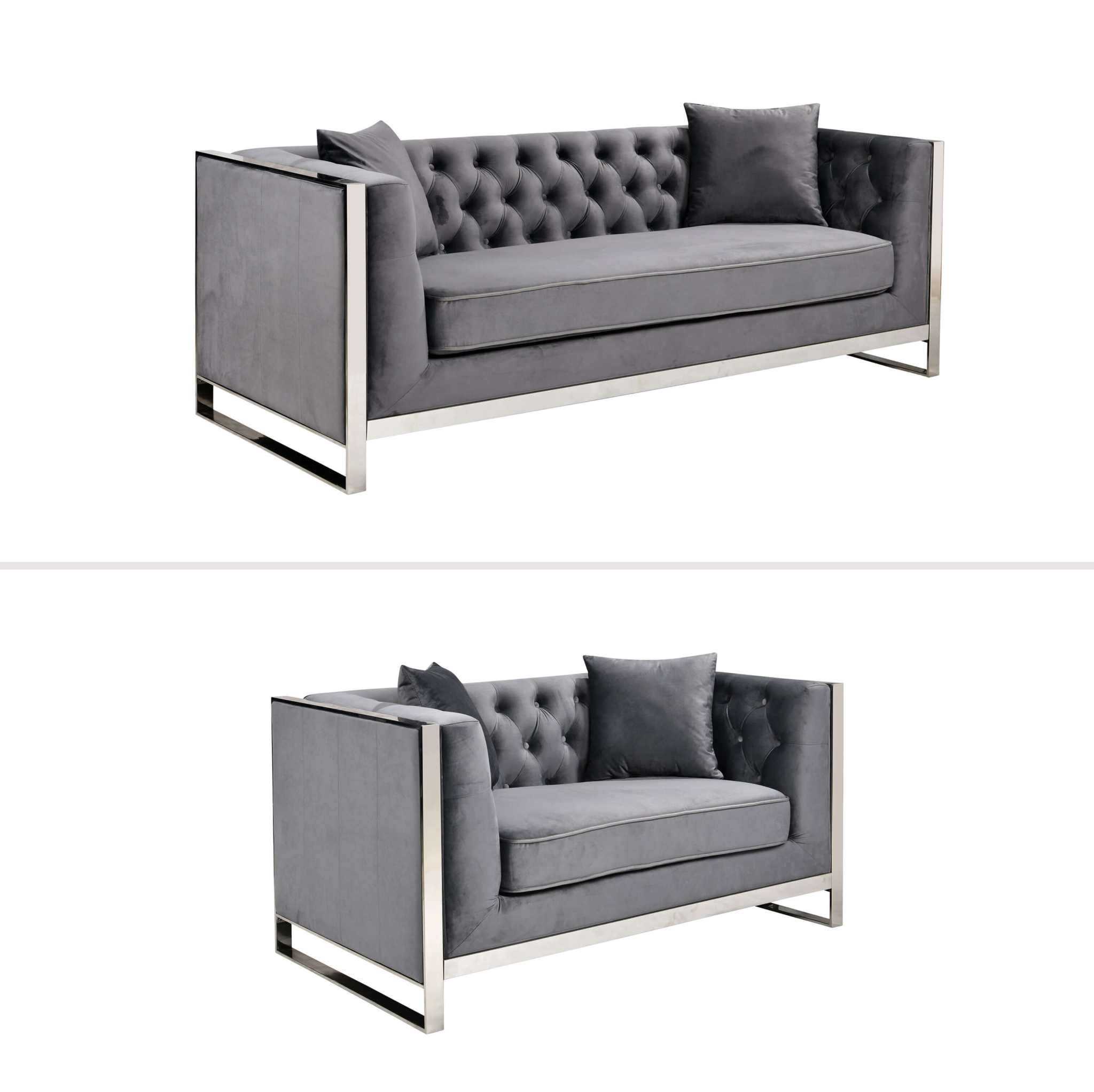 Dark Grey Velvet sofa -Upinteriors