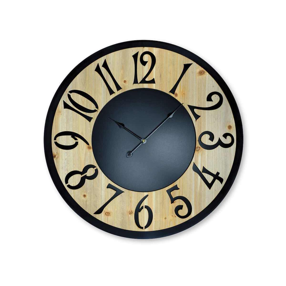 Home Master Wall Clock Wood &amp; Metal Look Stylish Design Large Numb