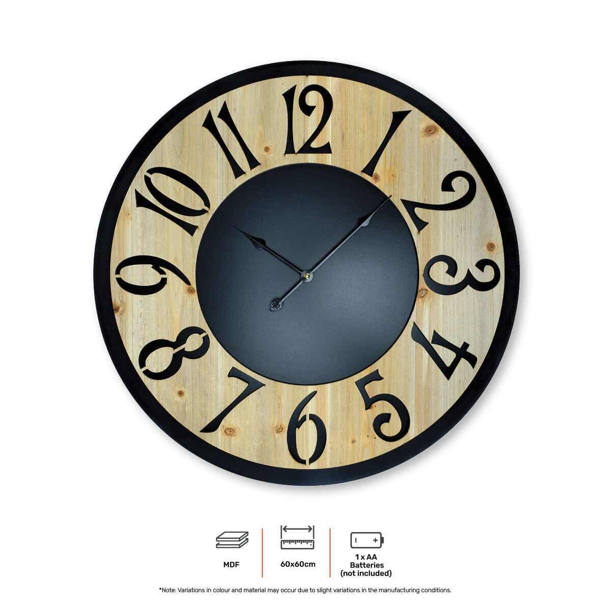 Home Master Wall Clock Wood &amp; Metal Look Stylish Design Large Numb