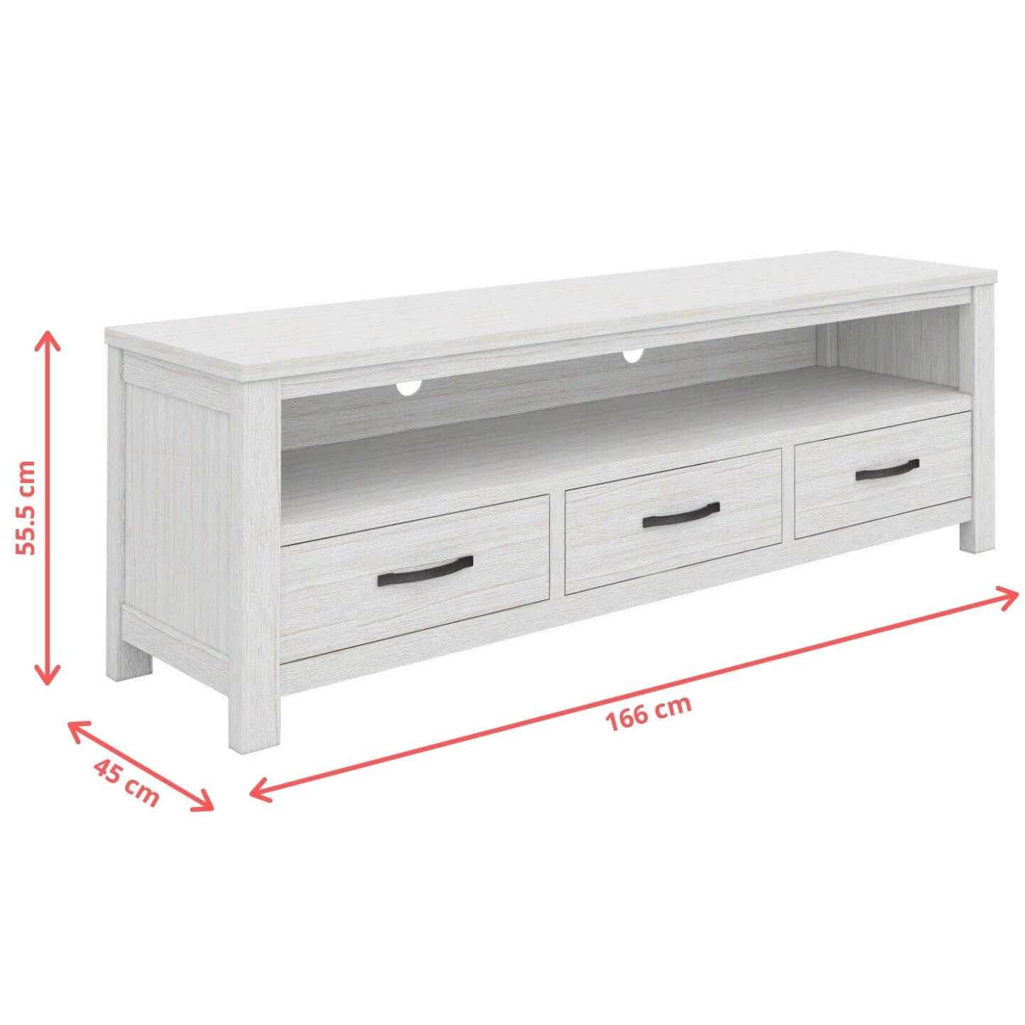 Foxglove ETU Entertainment TV Unit 166cm 3 Drawer Solid Mt Ash Wood - 