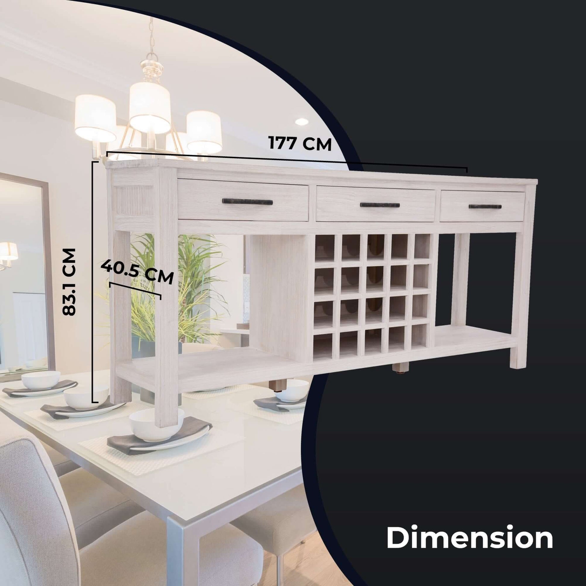 Foxglove Sideboard Buffet Wine Cabinet Bar Bottle Wooden Storage Rack 