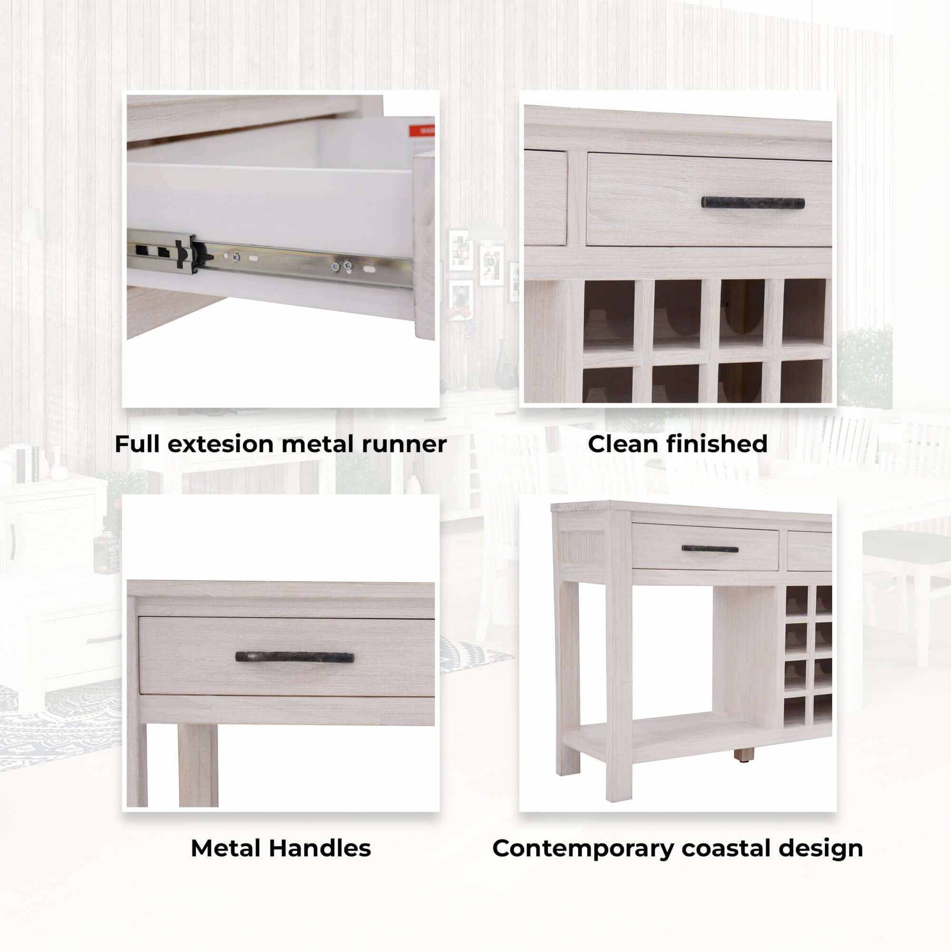 Foxglove Sideboard Buffet Wine Cabinet Bar Bottle Wooden Storage Rack 