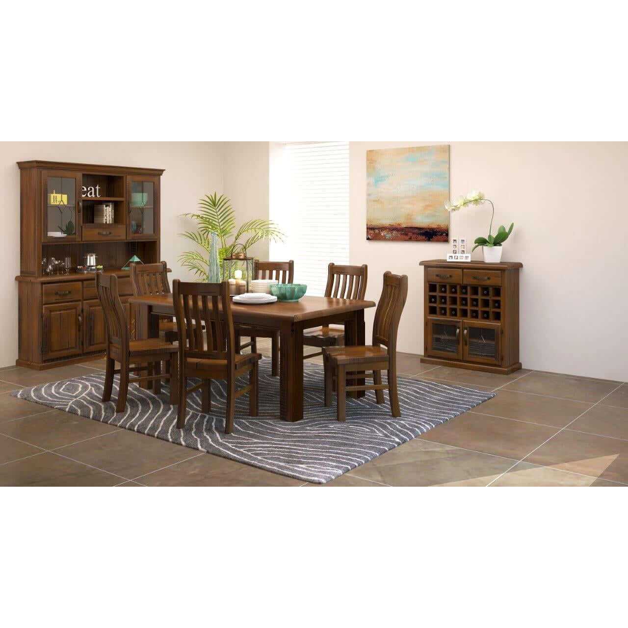 Umber Dining Table 180cm Solid Pine Wood - Dark Brown
