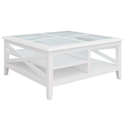 Daisy Coffee Table 100cm Glass Top Solid Acacia Wood Hampton Furniture