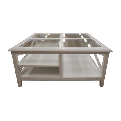 Daisy Coffee Table 100cm Glass Top Solid Acacia Wood Hampton Furniture