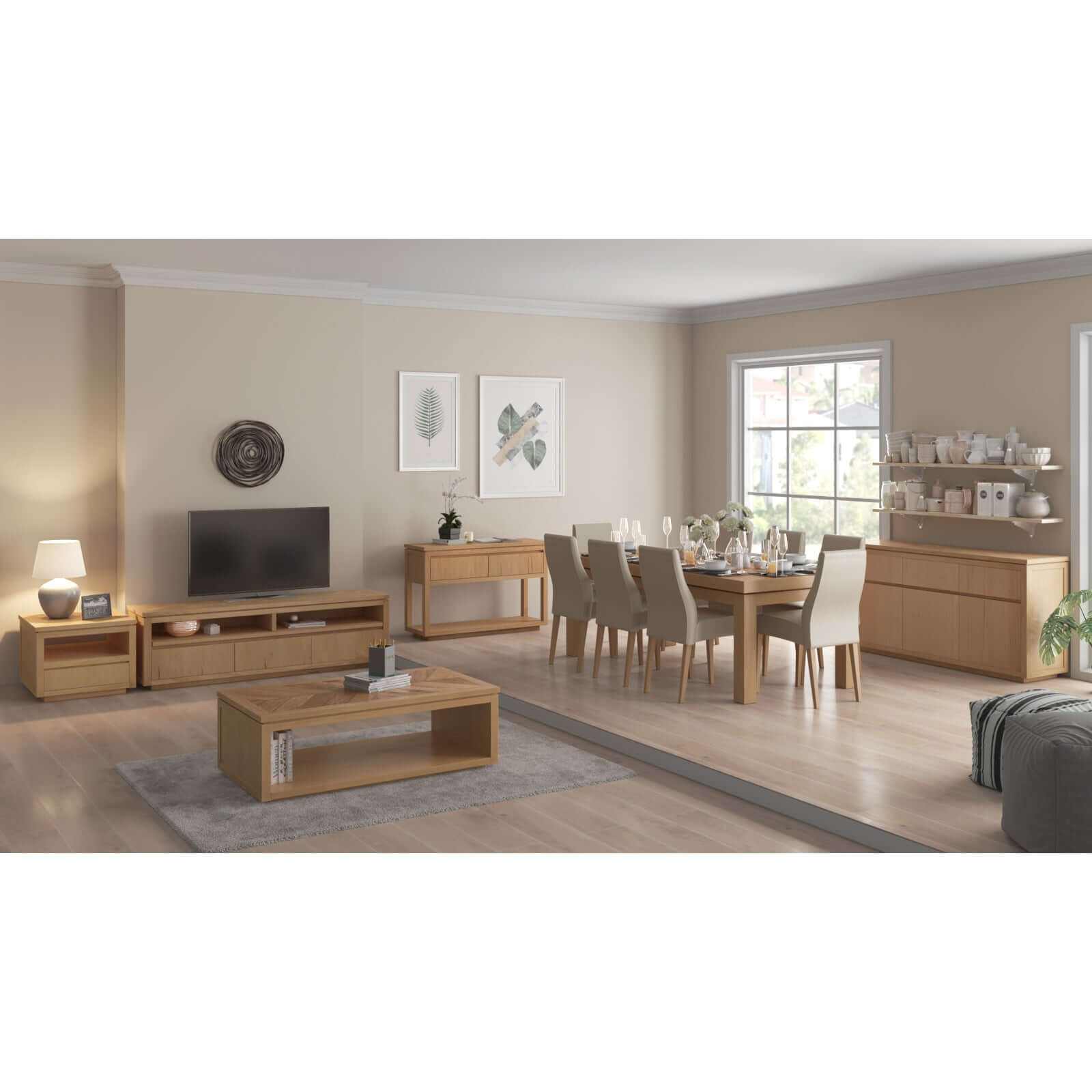 Rosemallow Parquet Top Side Table 65cm - Natural
