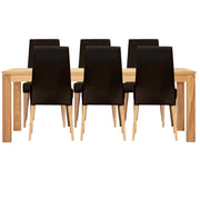 Rosemallow 7pc Dining Set 180cm Table 6 Black PU Chair Solid Messmate 