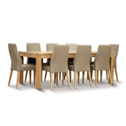 Rosemallow Wood Dining Table Set 9 Piece 210cm Table 8 Silver PU Chair