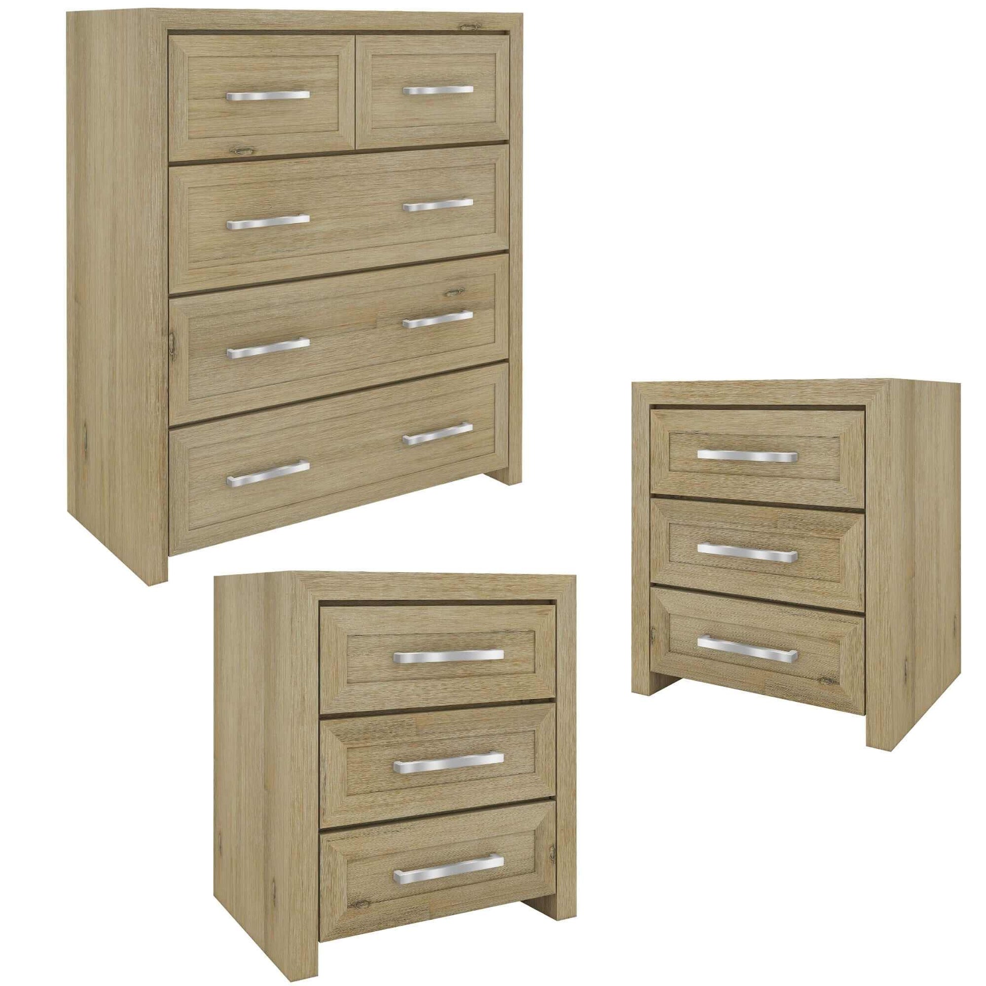 Gracelyn 2 Bedside Cabinets And Chest of Drawers - Smoke